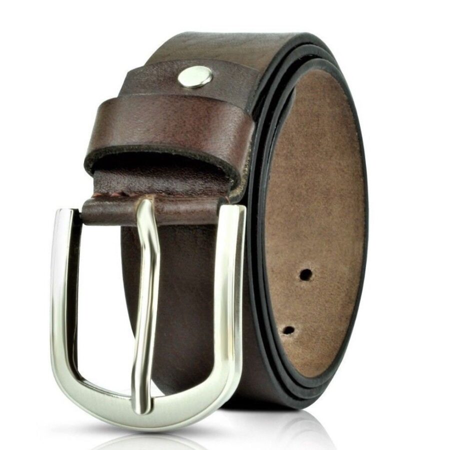 Full Grain Leather Men's Belt, 1.5 Inch Wide with Solid Buckle