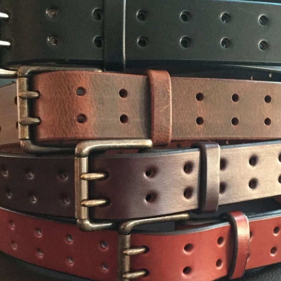 Handmade Leather Belt: Bridle Leather, 1.5" Wide Double Hole