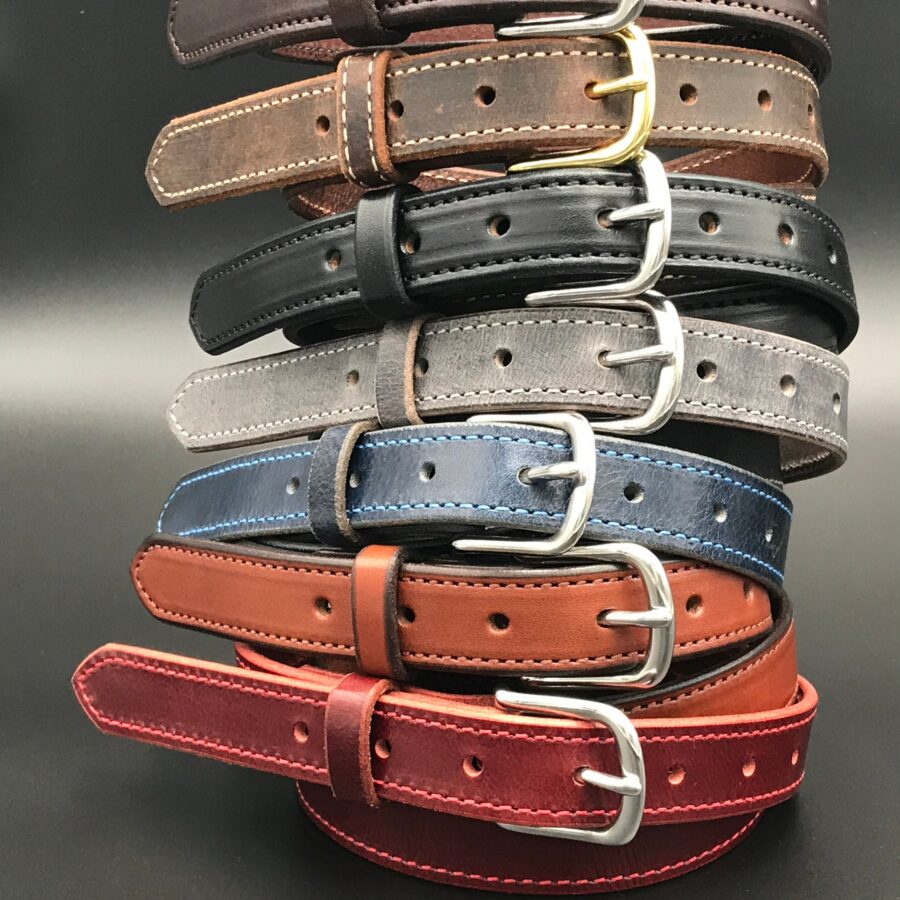 1.25" Leather Dress Belt: Handmade Stitched Strap