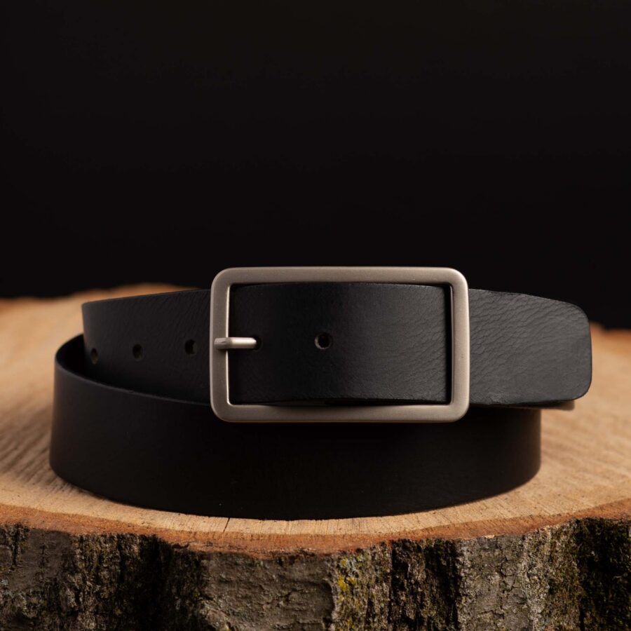 Women's Black Belt, Leather Waist Belt Rectangle Buckle, Full Grain Leather Belt Handmade, Gift for Her, Gift for Girlfriend