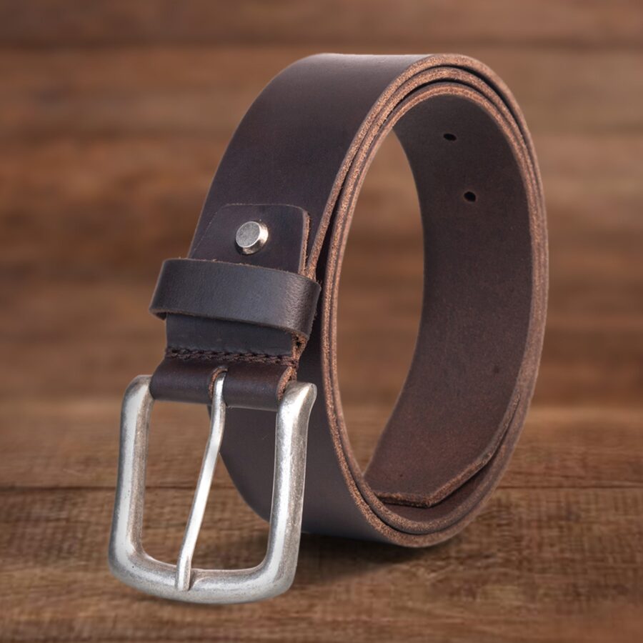 Men's Top Grain Leather Belt, Casual Jeans Belt, 1.5 inch Width
