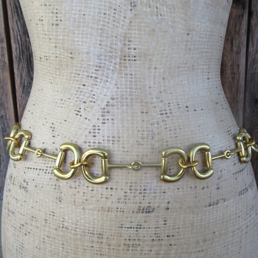 80s 90s Gold Tone Metal Horse Bit Chain Belt - Gold Chain Link Statement Chunky Gold Chain Waist Belt - 28 to 40