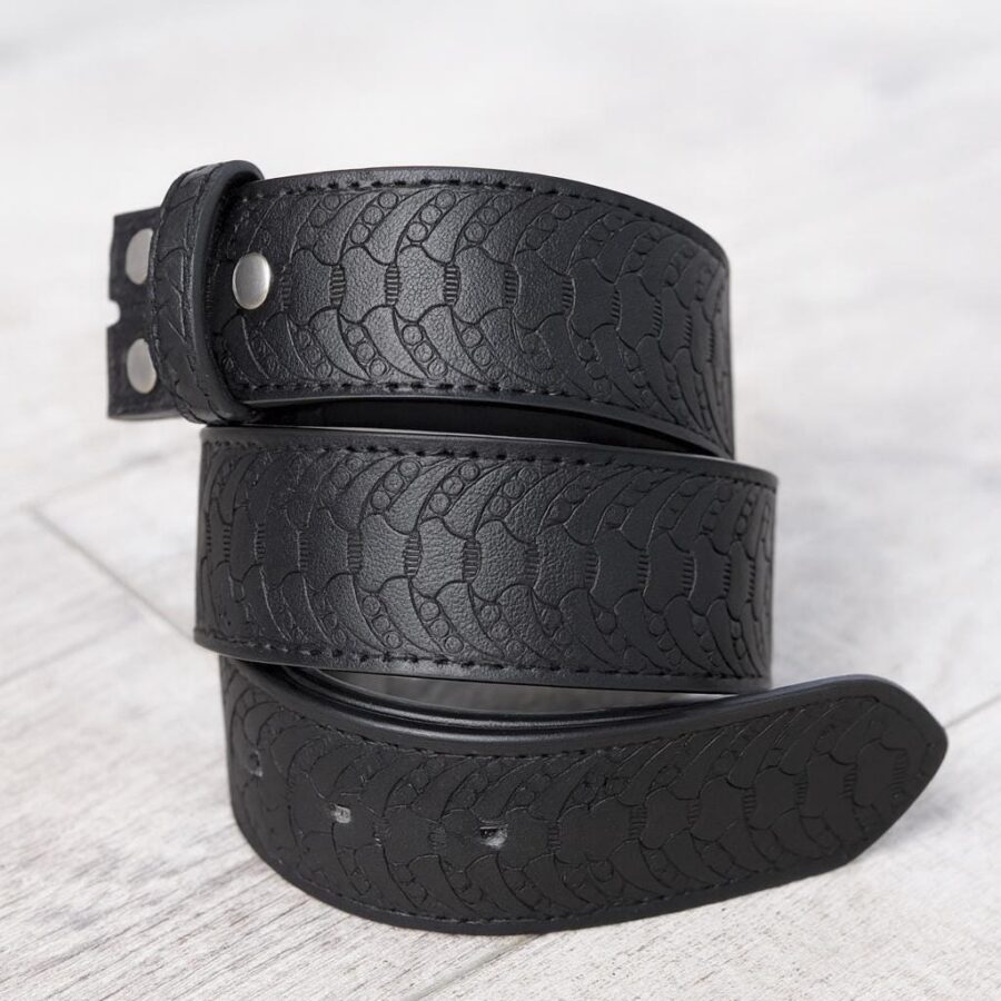 Tooled Leather Vertebrae Print Belt Strap: Western Snake Style