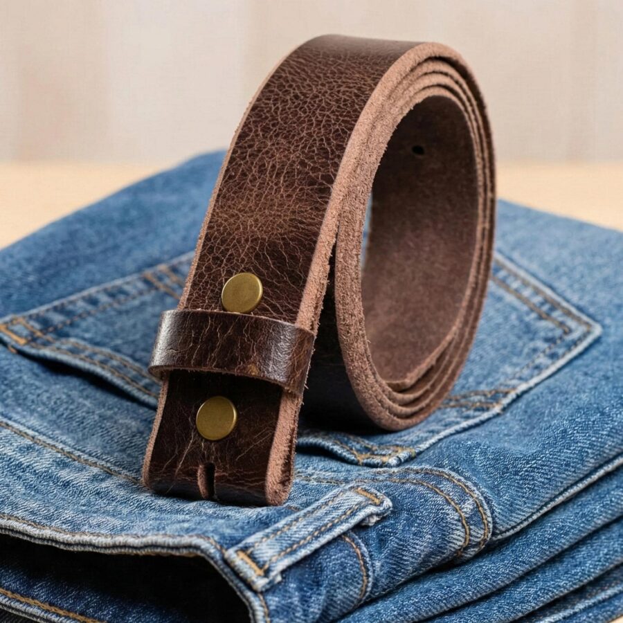 1.5” (38mm) Leather Belt Without Buckle – Unisex Fit – Buffalo Leather