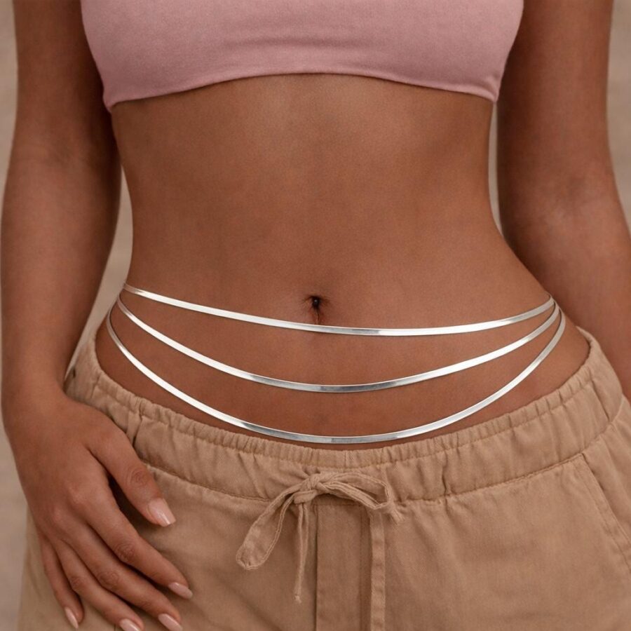Minimalist Layered Chain Belt for Women, Gold Belly Chain Waist Belt, Adjustable Body Chain Jewelry, Boho Festival Waist Chain